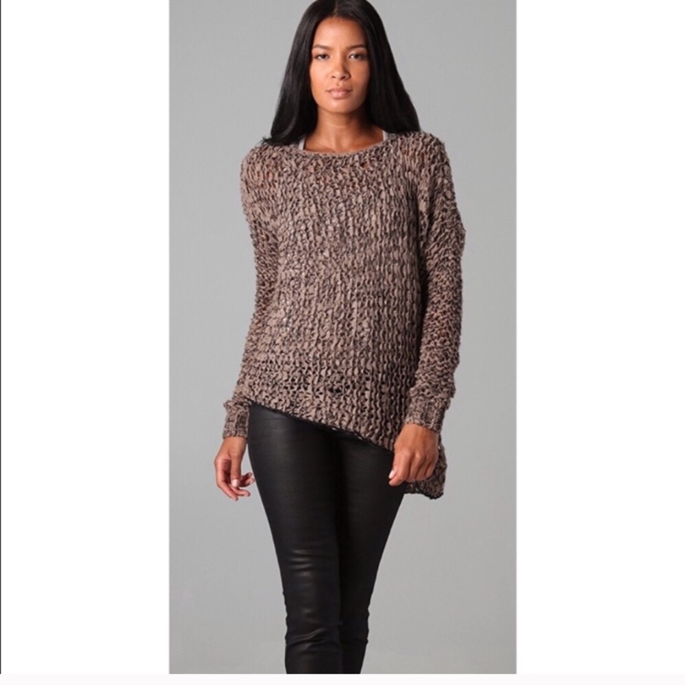 Helmut Lang Open Knit Asymmetrical Hem Sweater